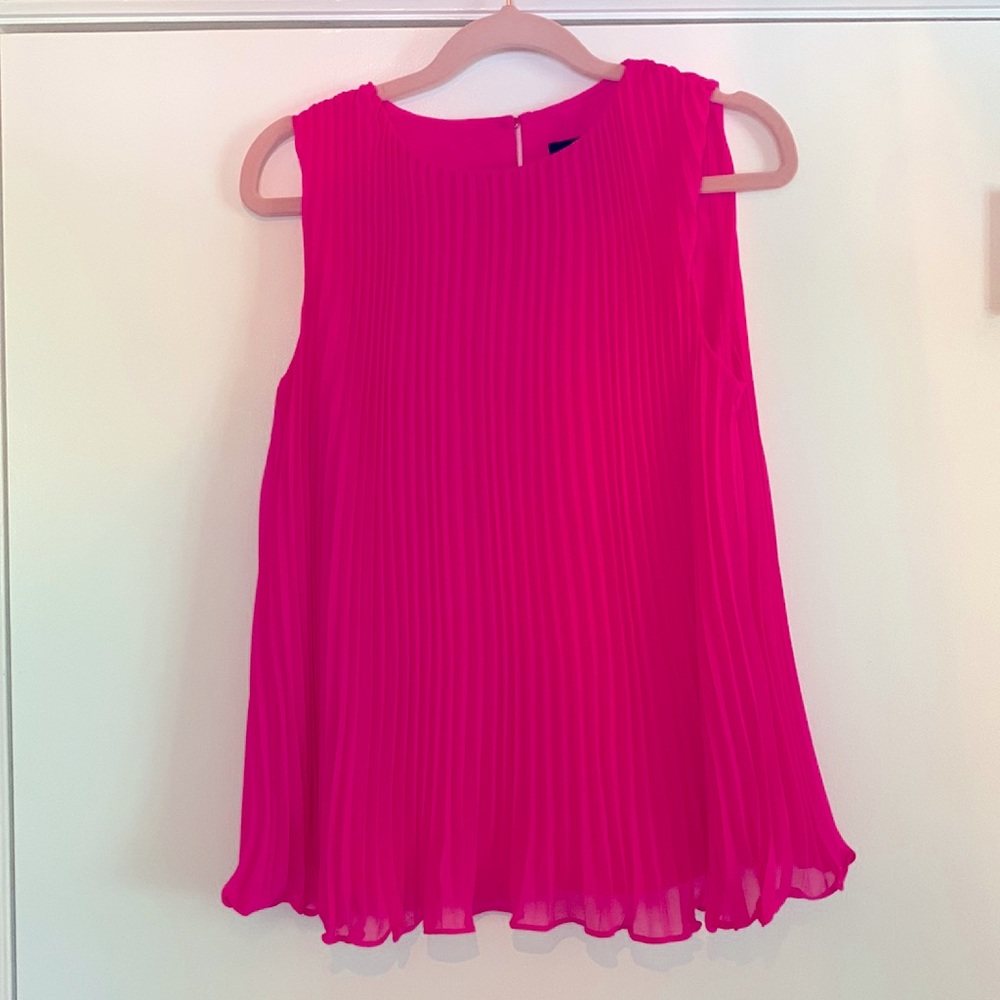 J Crew Barbie Hot Pink pleated sleeveless flowy blouse XS